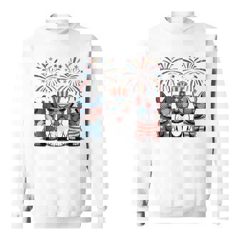 French Bulldog Usa American Flag Fireworks 4Th Of July Sweatshirt - Monsterry