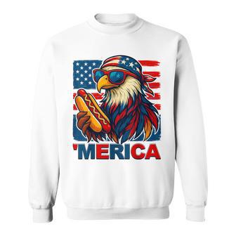 Merica Eagle Hotdog Usa Flag 4Th Of July Patriotic Men Sweatshirt - Thegiftio UK
