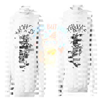 Raccoon Coquette Us Flag 4Th Of July Feral But Free Sweatshirt - Monsterry