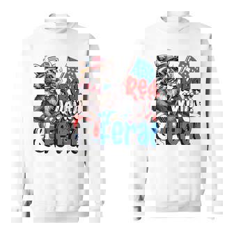 Usa Patriotic 4Th Of July Raccoon Red White And Feral Sweatshirt - Thegiftio