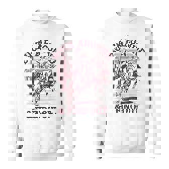 Western Cowboy Apparel Desert Western Retro Vintage Cowboy Buck Around And Find Out Country Grey Small Sweatshirt - Thegiftio