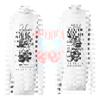 God Bless America Cherry Coquette Bow Independce Day Sweatshirt - Thegiftio