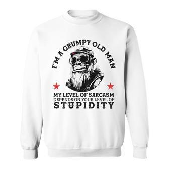 Grumpy Old Man My Level Of Sarcasm Monkey On Back Sweatshirt - Thegiftio UK