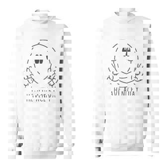 Have A Nice Day 70年代 かわいい ハッピーピース ハンドサイン スマイルフェイス スウェットシャツ - Kawaiitshirt