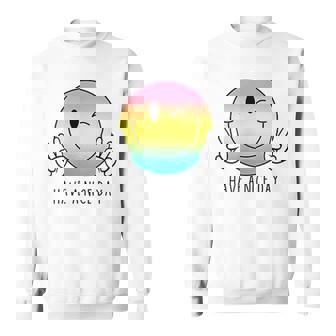 Have A Nice Day Winkingmile Face Peace Wink Happy Face スウェットシャツ - Kawaiitshirt