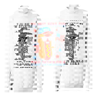 Hotdog I'm Just Here For Wieners 4Th Of July Usa Flag Bbq Sweatshirt - Monsterry