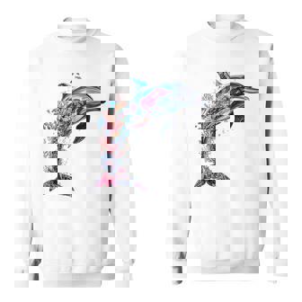 Illustration Dauphin Abstrait Coloré Motif Amoureux Des Animaux Sweater e - Cadeauxyz