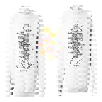 He Is Risen 花柄 十字架 春の花 イースター クリスチャ スウェットシャツ - Kawaiitshirt