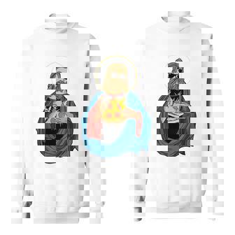 Jesus Holding A Pizza 長袖tシャツ スウェットシャツ - Kawaiitshirt