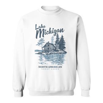 Lake Michigan Lakeside Cabin Souvenir Sweatshirt - Thegiftio UK