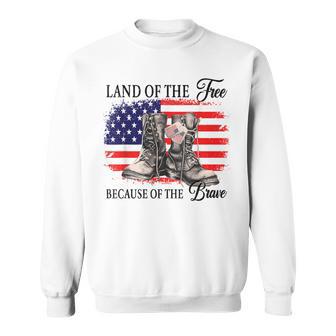 Land Of The Free Because Of The Brave Military Boots Sweatshirt - Thegiftio UK
