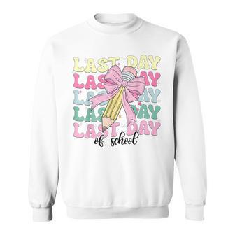 Last Day Of School Happy Out Of School Coquette Bow Sweatshirt - Thegiftio UK