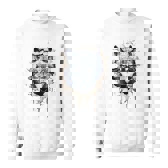 Lobo Animal Print Zoo Dibujo Ilustración Cara Lobo Camisa de entrenamiento - Regaloses