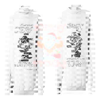 Merry Fitmas クリスマス フィットネス アグリークリスマス スウール サンタ 長袖tシャツ スウェットシャツ - Kawaiitshirt