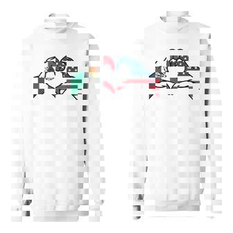Mexican American Flag Print Heart Hands Love Mexico Usa Sweatshirt - Thegiftio UK