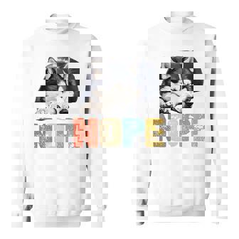 Nope 眠るシベリアンハスキーデザイン 長袖tシャツ スウェットシャツ - Kawaiitshirt