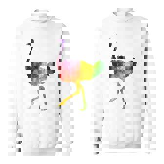 Ostrich African ダチョウ Animal Watercolor Graphic スウェットシャツ - Kawaiitshirt