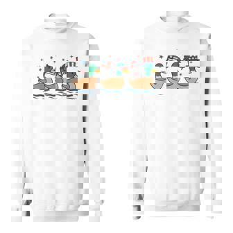 Patriotic Red White Blue Usa Flag Ducks 4Th Of July Sweatshirt - Monsterry