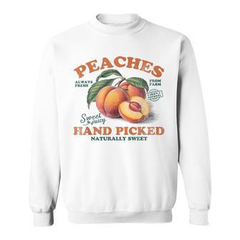 Peaches Hand Picked Vintage Fruit Retro Peach Graphic Sweatshirt - Thegiftio UK