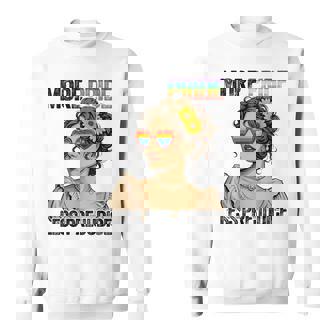 More Pride Less Prejudice Lgbt Pride Month Gay Pride Lesbian Sweatshirt - Monsterry