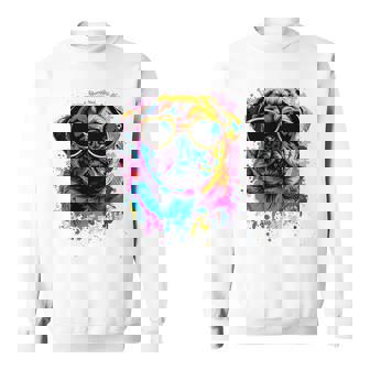 Pug Dog Lovers カラフル ポップアート パグ 長袖tシャツ スウェットシャツ - Kawaiitshirt