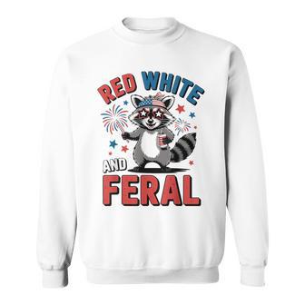 Raccoon Red White Feral 4Th July Toddler Boy Youth Men Sweatshirt - Thegiftio UK