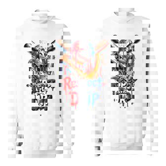 Red White Blue Baseball Ice Cream Drip Youth Boys Baseball Sweatshirt | Mazezy
