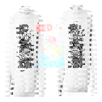 Red White Bruh Bass Fish 4Th Of July Youth Boy Patriotic Sweatshirt | Mazezy