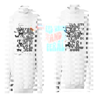 Red White And Feral Raccoon 4Th Of July Saying Meme Sweatshirt | Mazezy