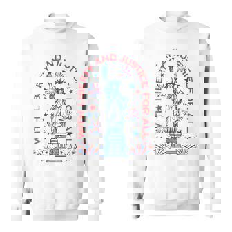 Retro 4Th Of July With Liberty And Justice For All Sweatshirt | Mazezy