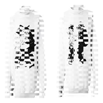 Retro Frankenstein Monster And Bride Dancing Halloween Sweatshirt - Seseable