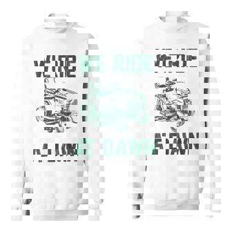 We Ride At Dawn Retro Lawn Mowing Dad Mower Sweatshirt - Thegiftio UK