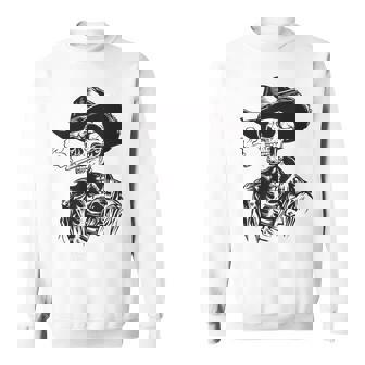 Rustic Skeleton Cowboy Western Goth Dark Grunge Gothic Skull Sweatshirt - Monsterry