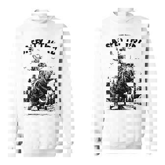 Safety Third Cowboy Riding Bear Humorous Yellowstone Park Sweatshirt - Thegiftio