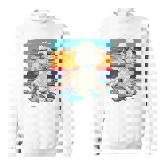 Sunny Day Doggy グラフィックデザイン ビーチレディ 子犬 長袖tシャツ スウェットシャツ - Kawaiitshirt