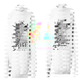 Sunset Beach Hawaii、サーフィンサーフボードレトロ、バックプリント スウェットシャツ - Kawaiitshirt