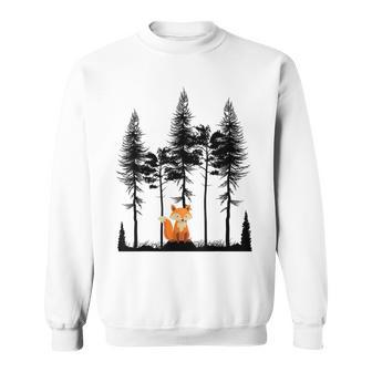 Süßer Wandern Fuchs Im Wald Grafik Retrointage Baum Wälder Sweatshirt - Geschenkecke
