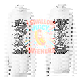 I Swallow Juicy Wiener Dirty Adult Humor 4Th Of July Sweatshirt - Thegiftio UK