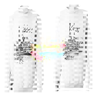 Vibrant Paris France Watercolor Souvenir Sweatshirt - Monsterry