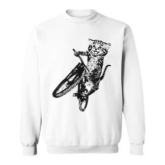 Vintage Cute Cat Bicycle Sport Bike Cycling Cyclist Biking Sweatshirt - Thegiftio