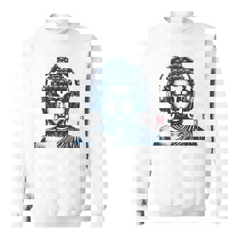 Vintage Retro Buddha Mit Kopfhörern Sweatshirt - Geschenkecke