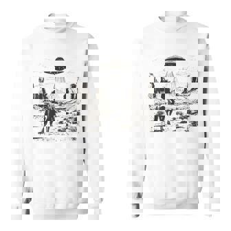 Vintage Rodeo Cowboy Western Country Space Ship Ufo Alien Sweatshirt - Monsterry
