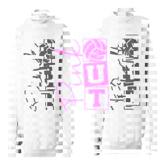 Volleyball Pink Out Breast Cancer Awareness Pink Ribbon Sweatshirt - Thegiftio UK