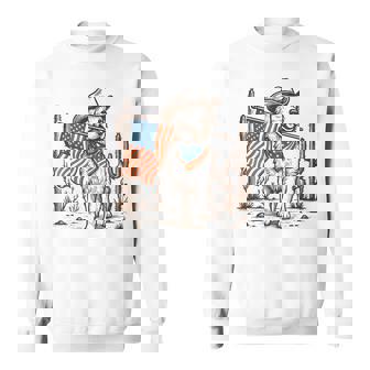 Western Country Patriotic Cowboy Dog Lover 4Th Of July Sweatshirt | Mazezy