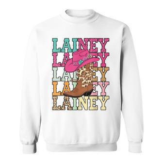 Western Cowgirl Lainey First Name Personalized Black Sweatshirt - Thegiftio UK