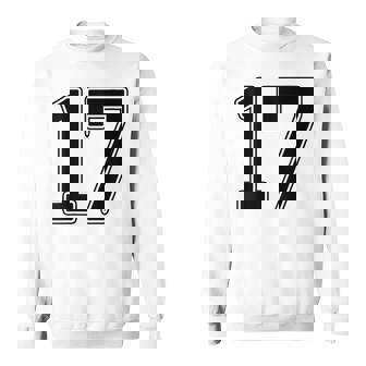 【バックプリント・背中側】17 数字 背番号 ユニフォーム ナンバー【ブラック／黒の文字】スポーツ 野球 サッカー 部活 スウェットシャツ - Kawaiitshirt