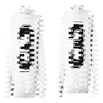 【バックプリント・背中側】3 数字 背番号 ユニフォーム ナンバー【ブラック／黒の文字】スポーツ 野球 サッカー 部活 スウェットシャツ - Kawaiitshirt