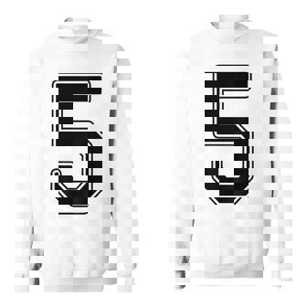 【バックプリント・背中側】5 数字 背番号 ユニフォーム ナンバー【ブラック／黒の文字】スポーツ 野球 サッカー 部活 スウェットシャツ - Kawaiitshirt