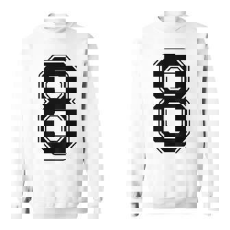 【バックプリント・背中側】8 数字 背番号 ユニフォーム ナンバー【ブラック／黒 の文字】スポーツ 練習着 部活 スウェットシャツ - Kawaiitshirt