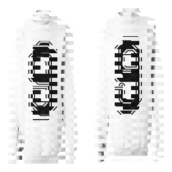 【バックプリント・背中側】9 数字 背番号 ユニフォーム ナンバー【ブラック／黒 の文字】スポーツ 練習着 部活 スウェットシャツ - Kawaiitshirt